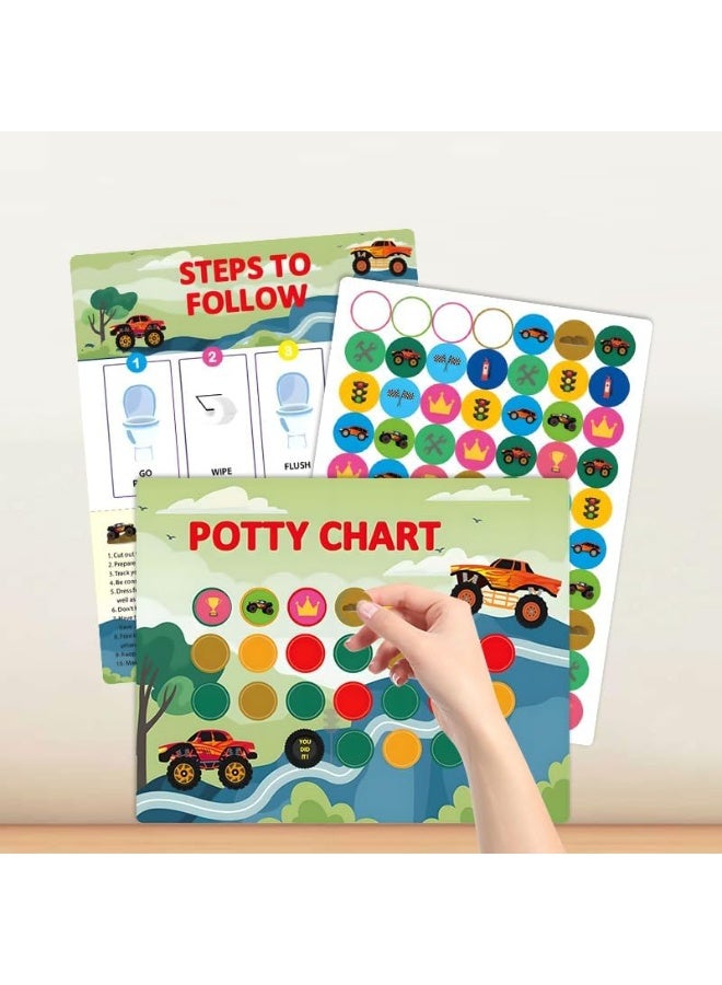 Capstro Potty Training Reward Stickers for Kids – Fun Toilet Training Motivation Charts for Positive Habits, Confidence & Daily Routine Learning – Transportation Theme Stickers - Image 1